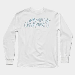 merry chrismas blue Long Sleeve T-Shirt